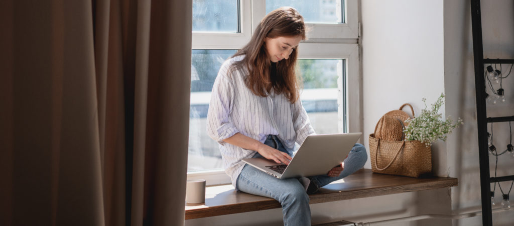 Woman using laptop