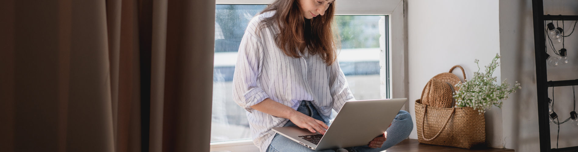 Woman using laptop