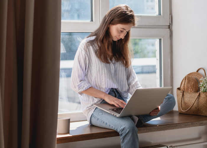 Woman using laptop