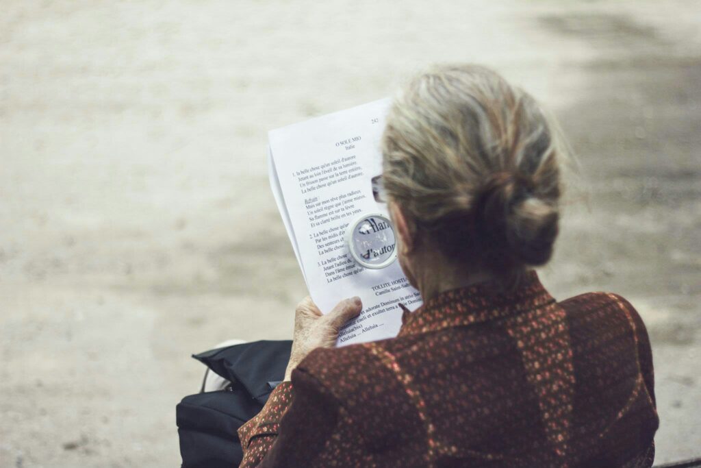 a person reading a paper