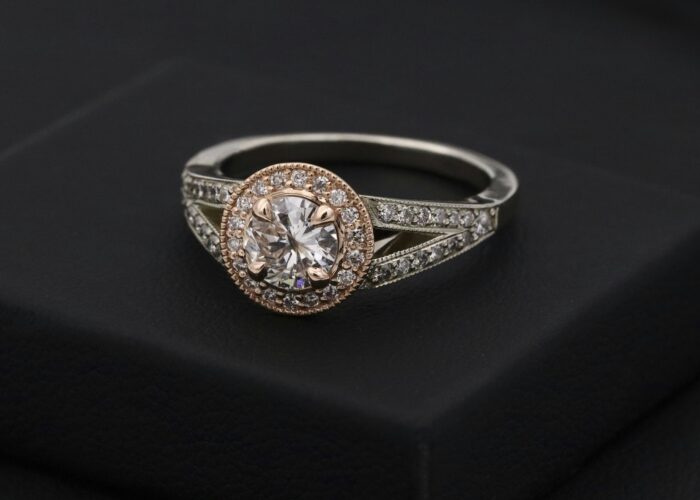 a ring on a black surface